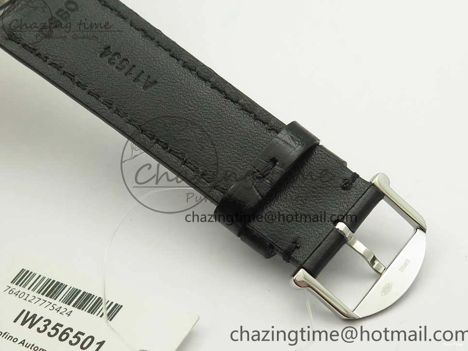 MIROTIME 0217 Portofino Automatic SS FKF 1:1 Best Edition White Dial SS Markers on Black Leather Strap A QuickDry 7138